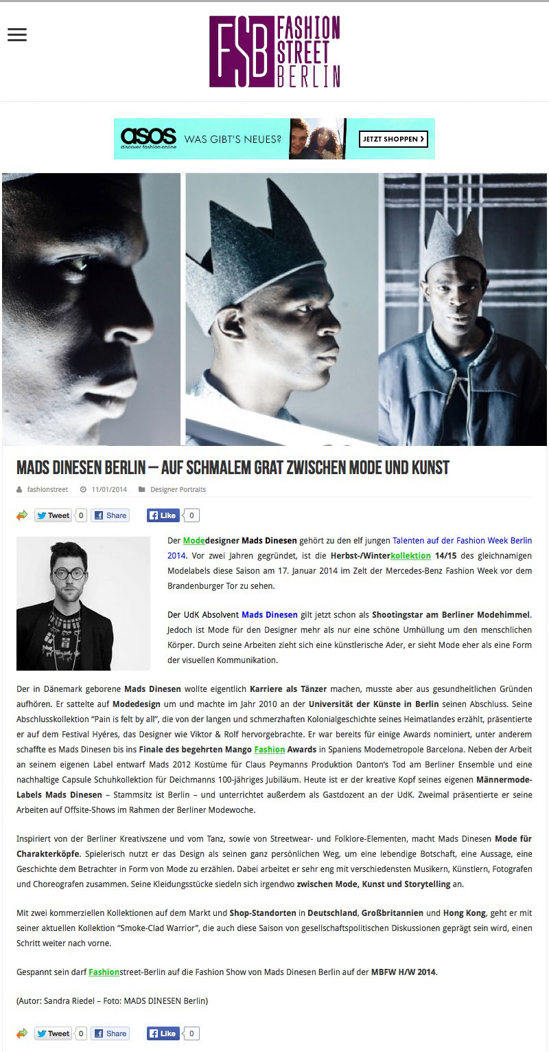 MADS DINESEN Berlin – Auf schmalem Grat zwischen Mode und Kunst - Mode, Shopping, Designer, Trends - Fashionstreet-Berlin