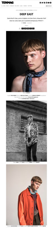 Desde Berlín Este y ante el objetivo de Dale Grant, Alexander Wolf viste algunos de los looks clave para la próxima temporada FW16/17.